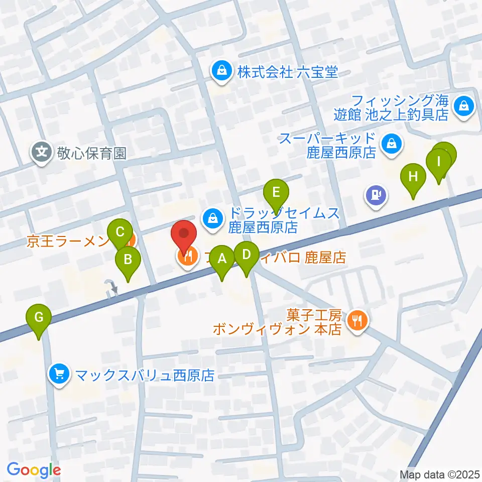 FMかのや周辺のファミレス・ファーストフード一覧地図