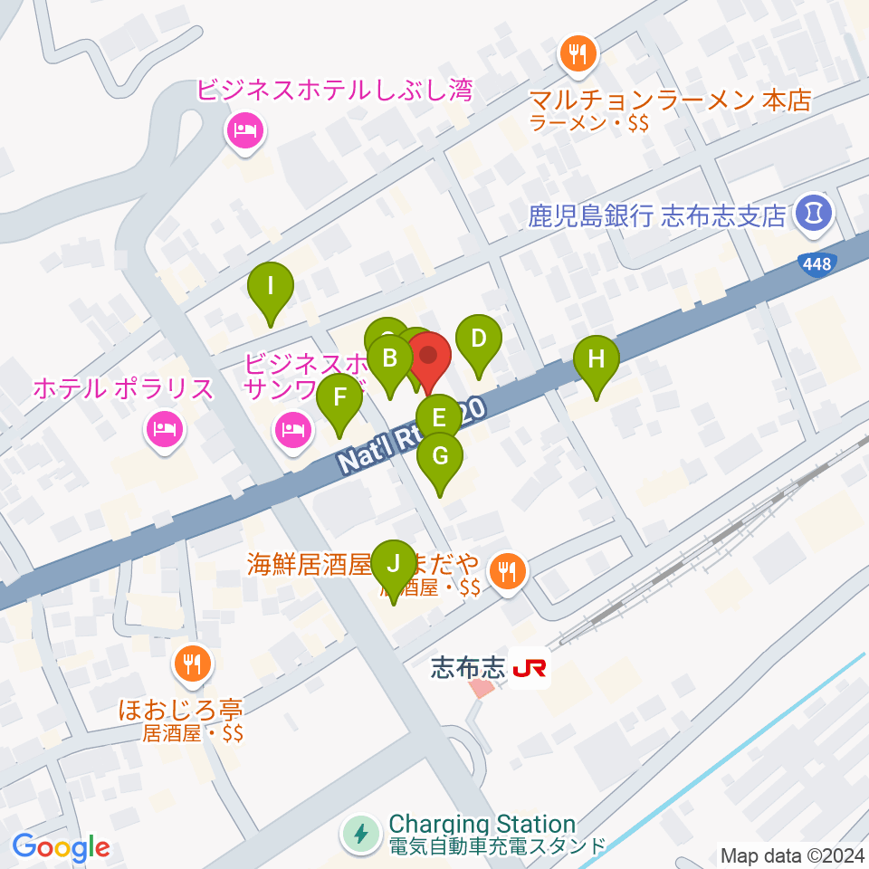 FM志布志周辺のファミレス・ファーストフード一覧地図