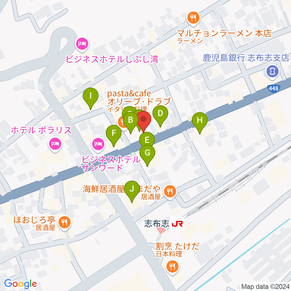 FM志布志周辺のファミレス・ファーストフード一覧地図