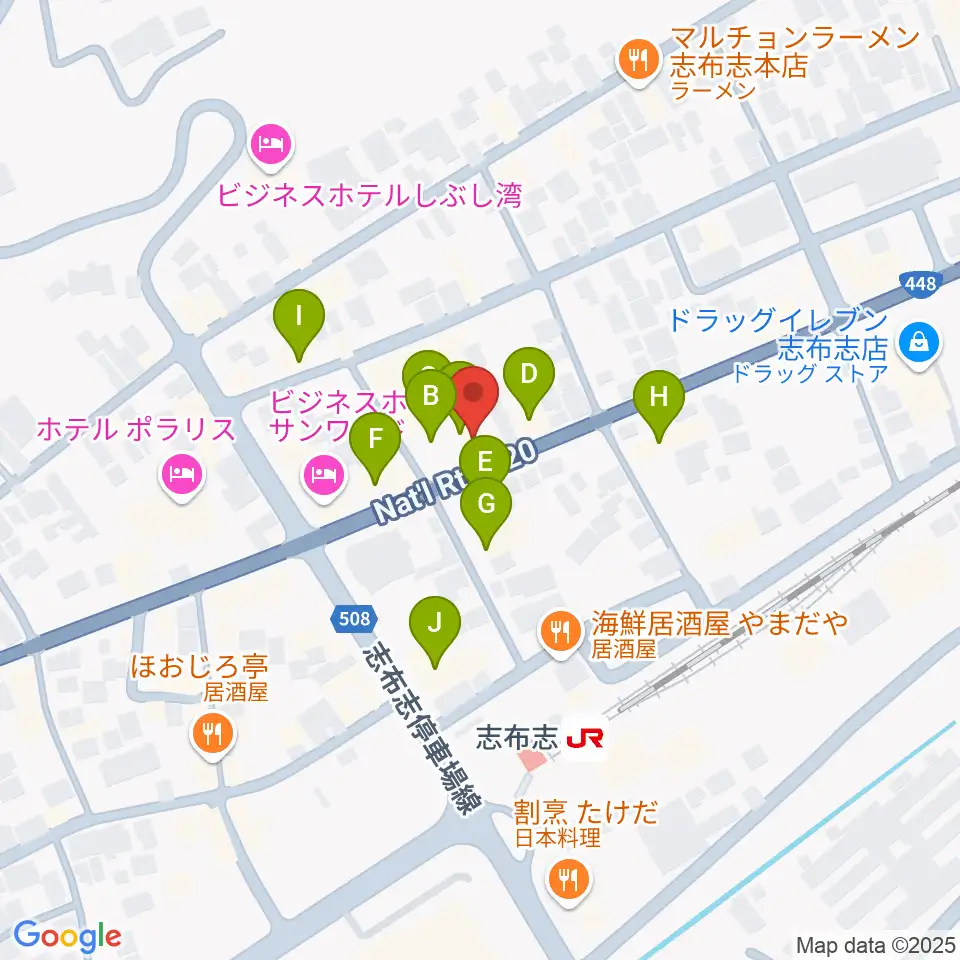 FM志布志周辺のファミレス・ファーストフード一覧地図