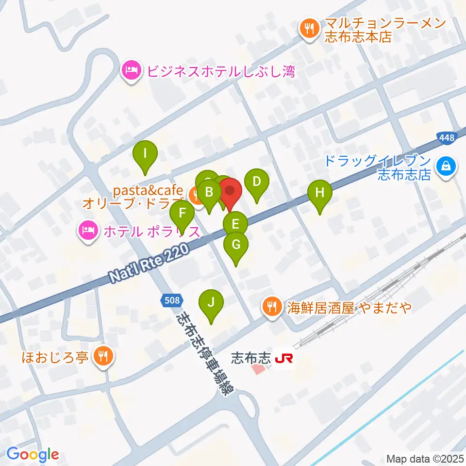 FM志布志周辺のファミレス・ファーストフード一覧地図