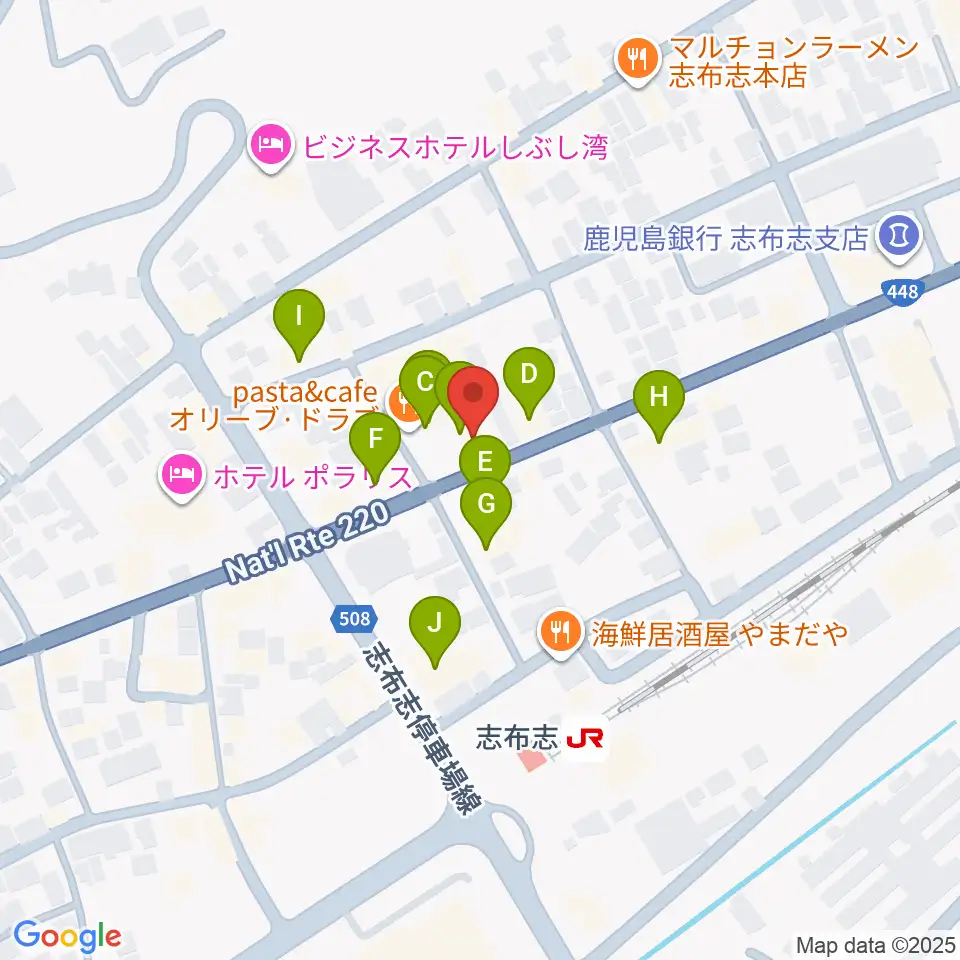 FM志布志周辺のファミレス・ファーストフード一覧地図