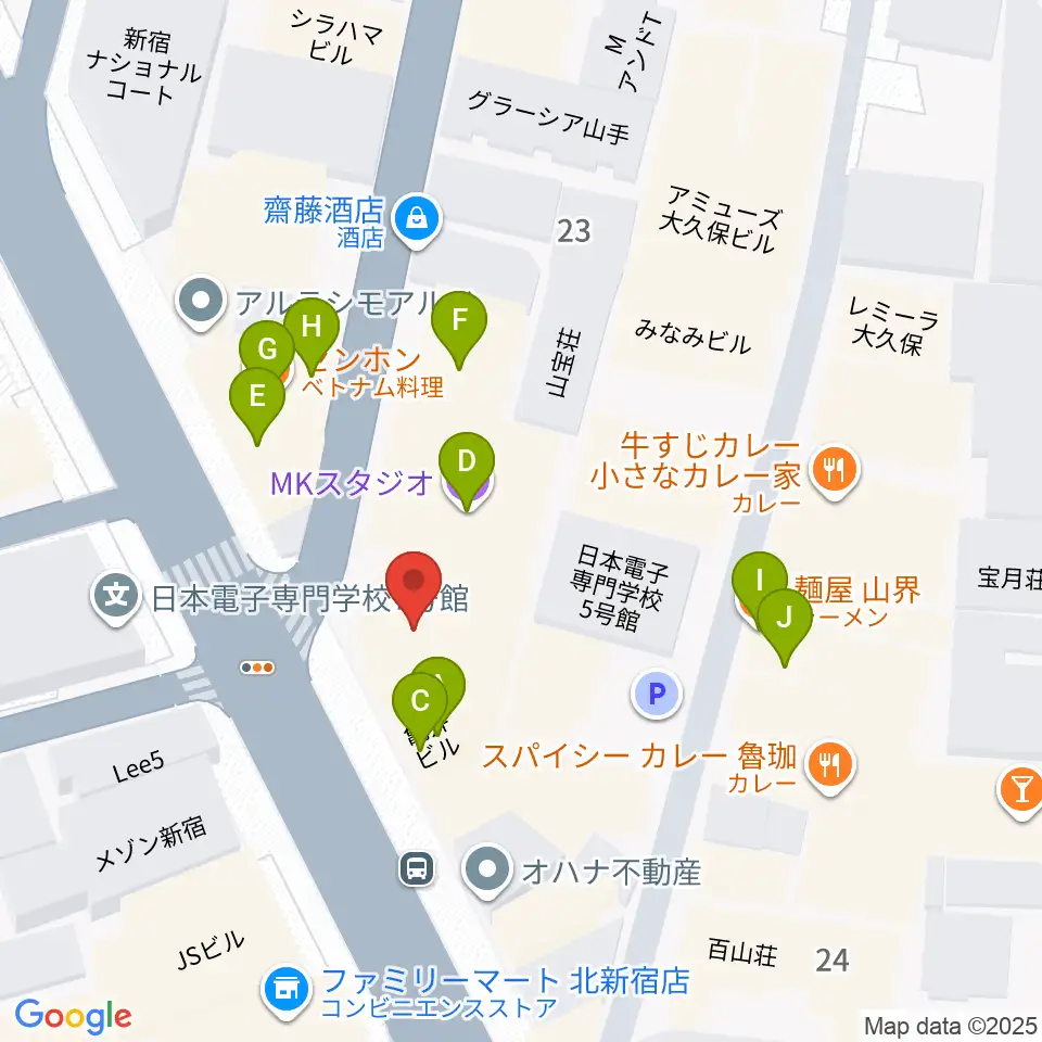 Vantage周辺のファミレス・ファーストフード一覧地図