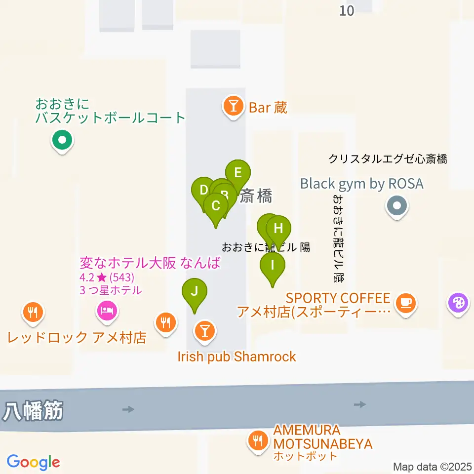 グリーンスタジオ周辺のファミレス・ファーストフード一覧地図