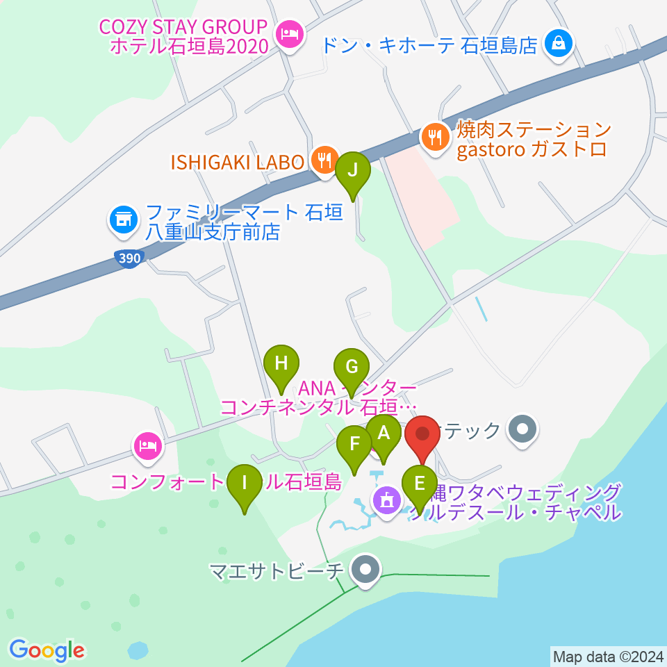 FMいしがきサンサンラジオ周辺のファミレス・ファーストフード一覧地図