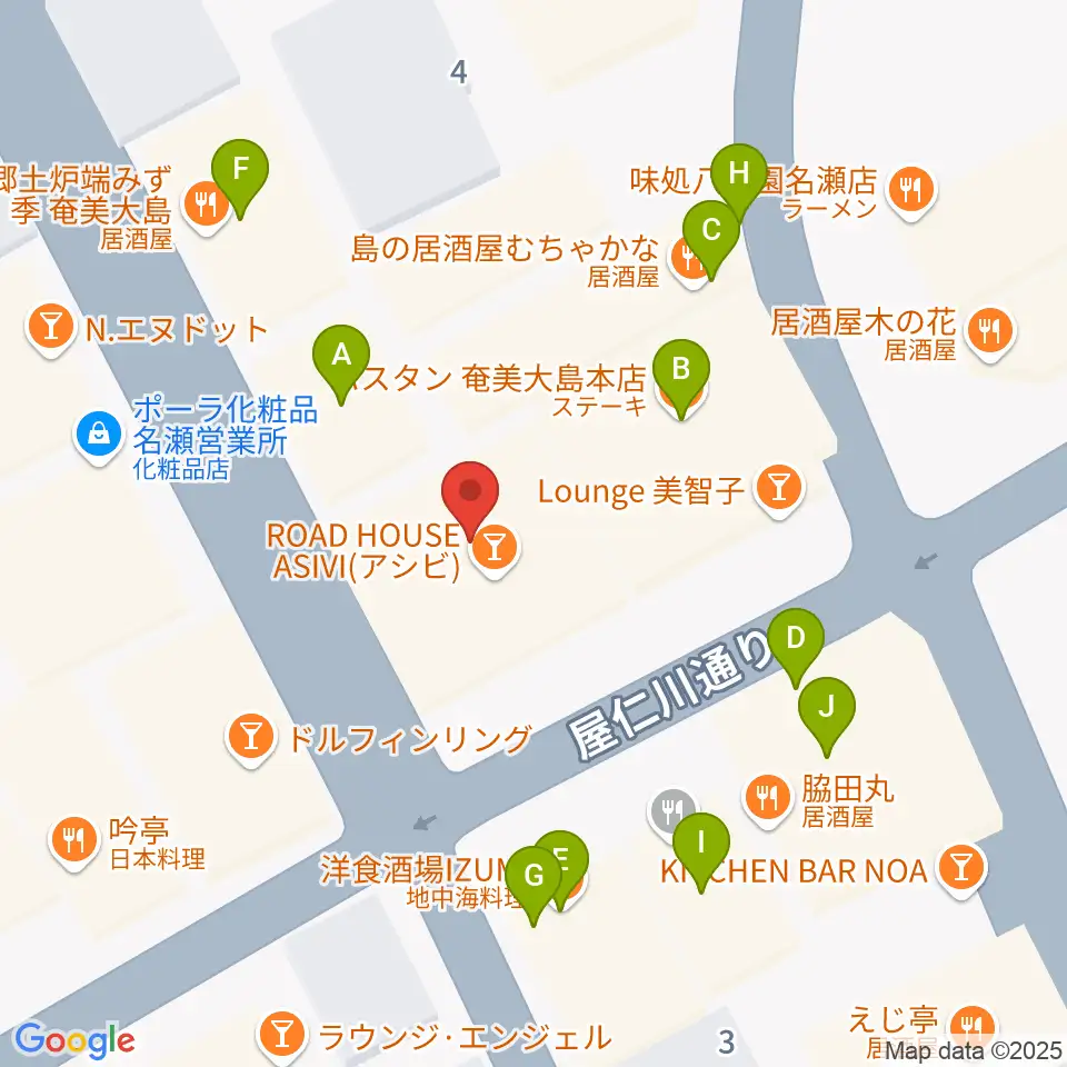 あまみエフエム ディ！ウェイヴ周辺のファミレス・ファーストフード一覧地図
