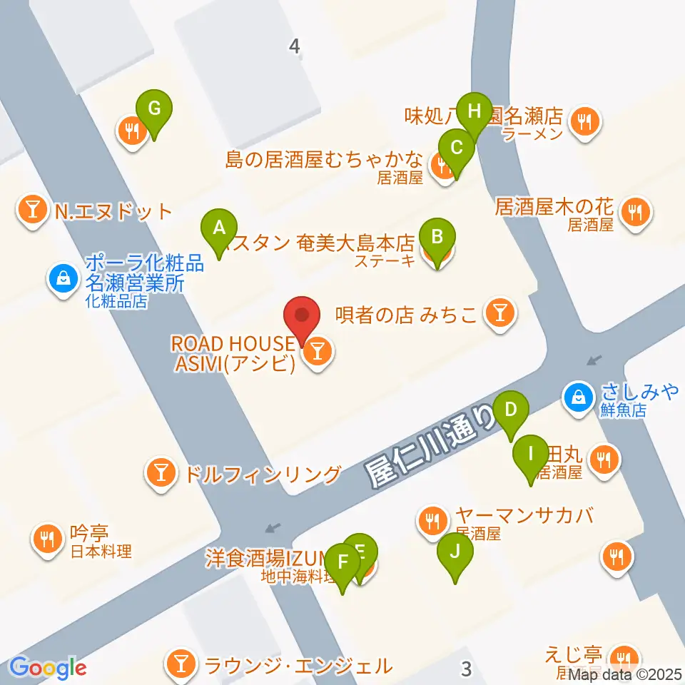 あまみエフエム ディ！ウェイヴ周辺のファミレス・ファーストフード一覧地図