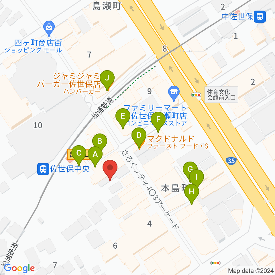 はっぴぃ！FM周辺のファミレス・ファーストフード一覧地図