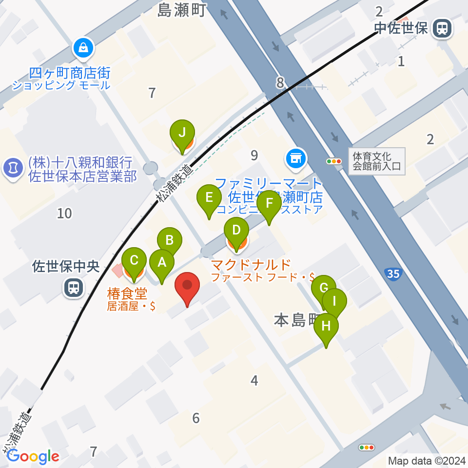 はっぴぃ！FM周辺のファミレス・ファーストフード一覧地図