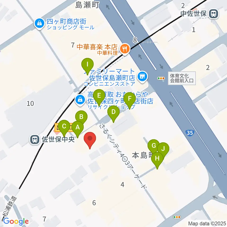 はっぴぃ！FM周辺のファミレス・ファーストフード一覧地図