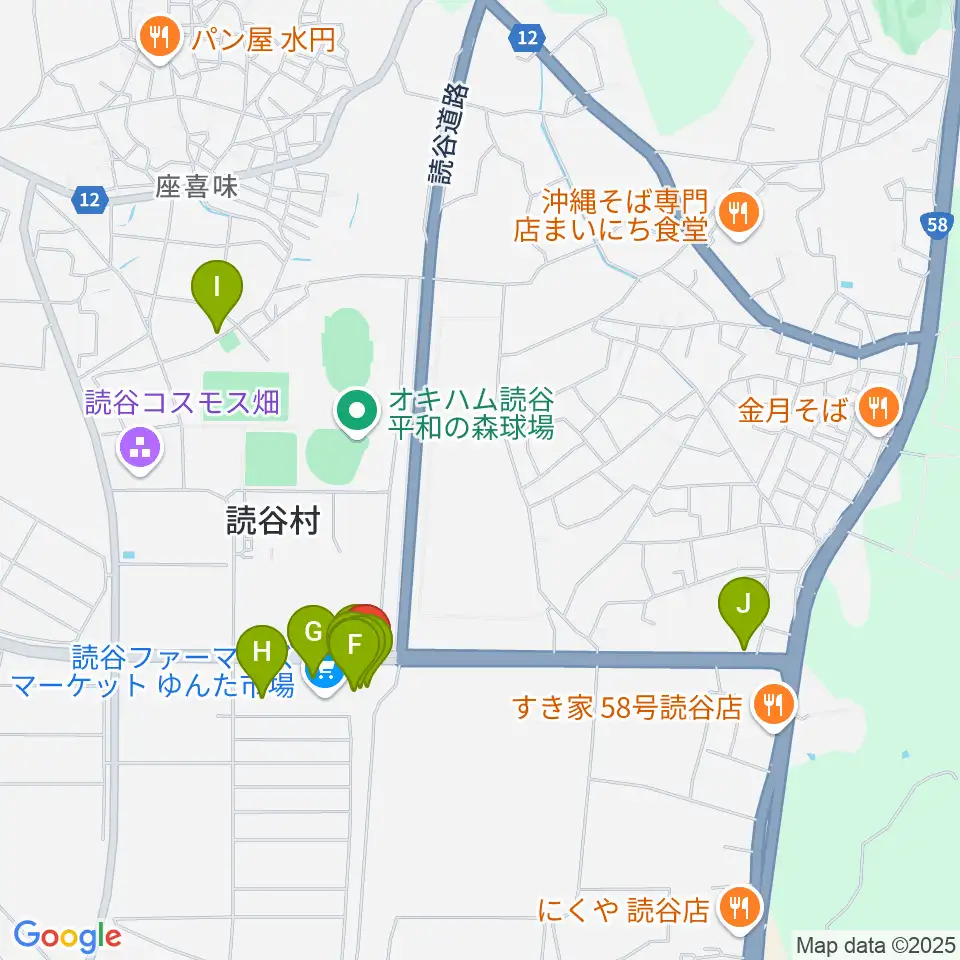 FMよみたん周辺のファミレス・ファーストフード一覧地図