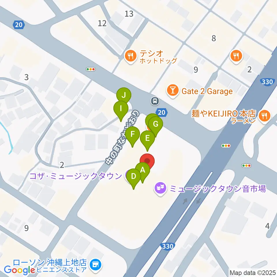 オキラジ周辺のファミレス・ファーストフード一覧地図