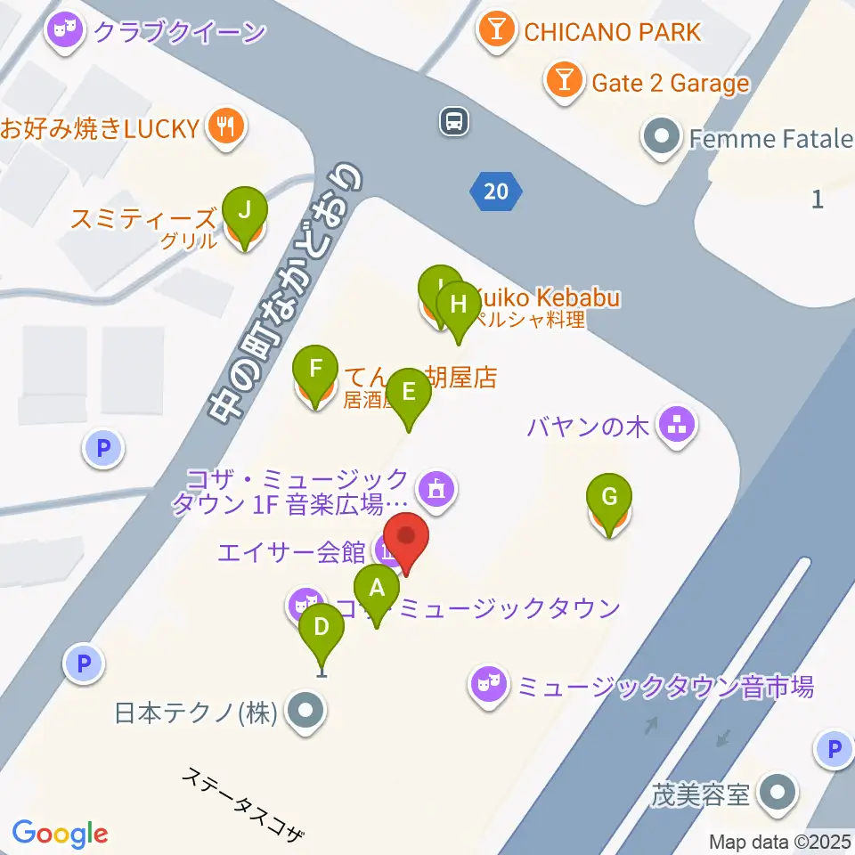 オキラジ周辺のファミレス・ファーストフード一覧地図
