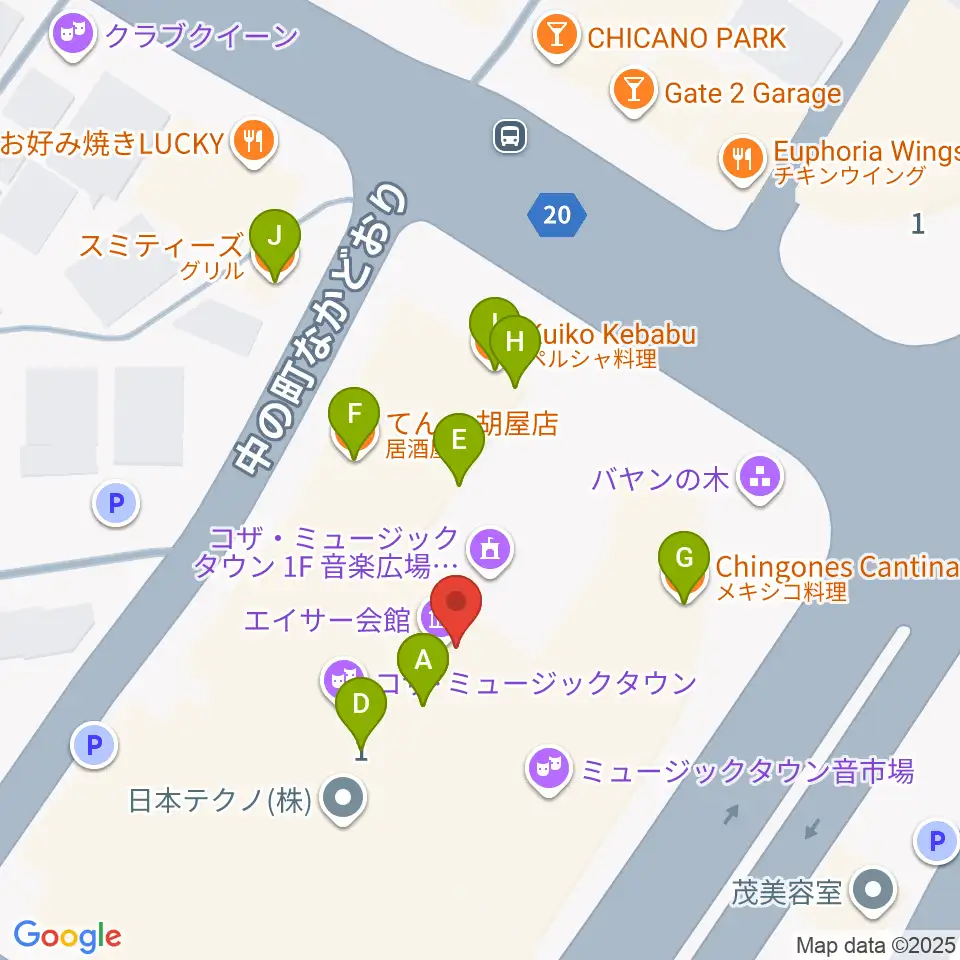 オキラジ周辺のファミレス・ファーストフード一覧地図