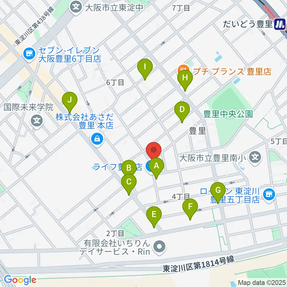 LIVEHOUSE39周辺のファミレス・ファーストフード一覧地図