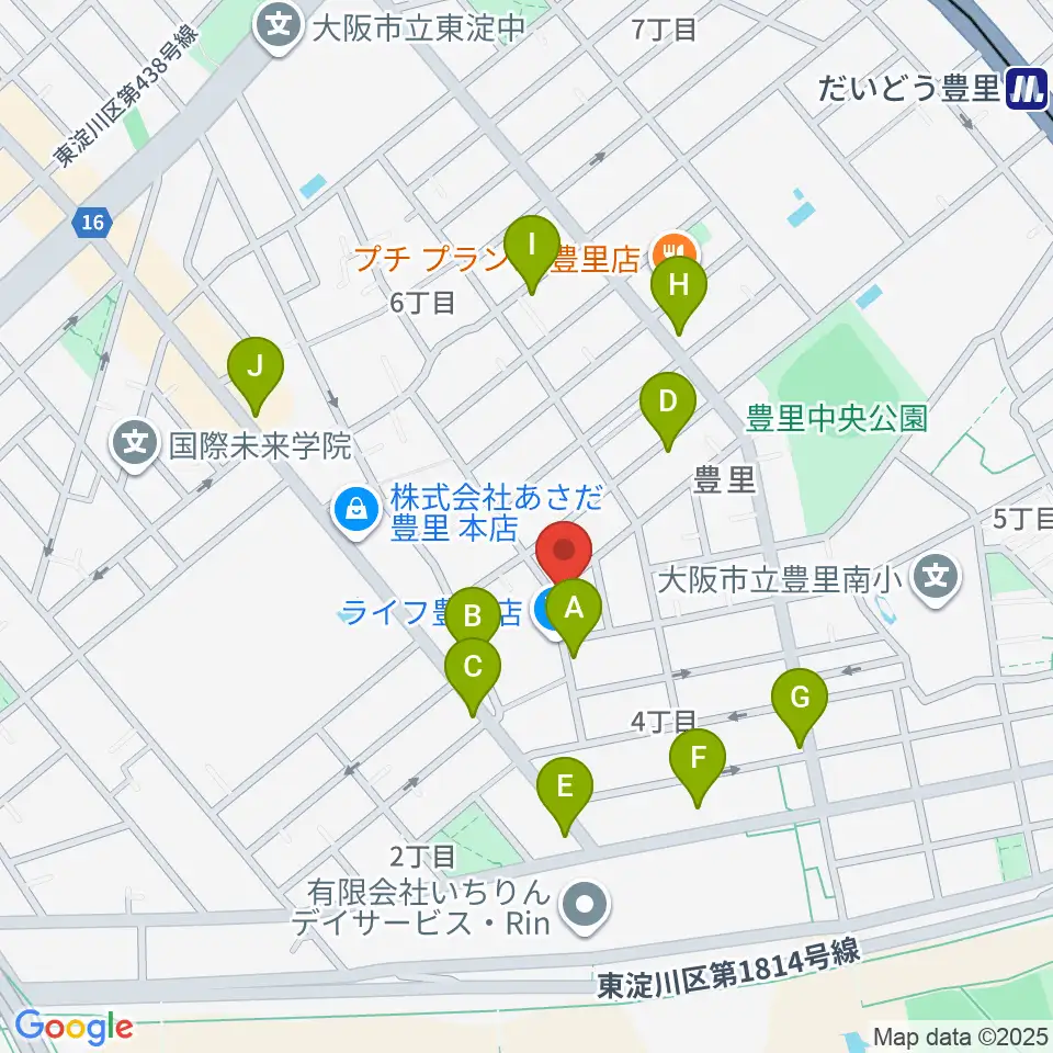 LIVEHOUSE39周辺のファミレス・ファーストフード一覧地図