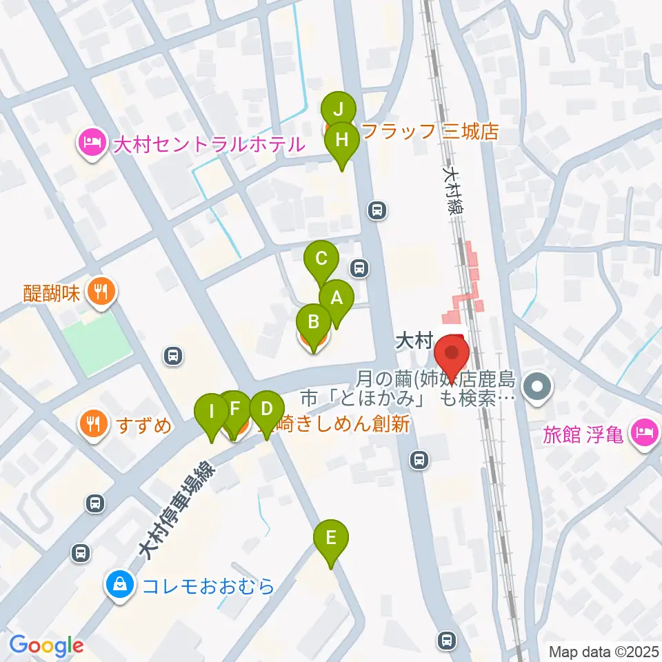 FMおおむら周辺のファミレス・ファーストフード一覧地図