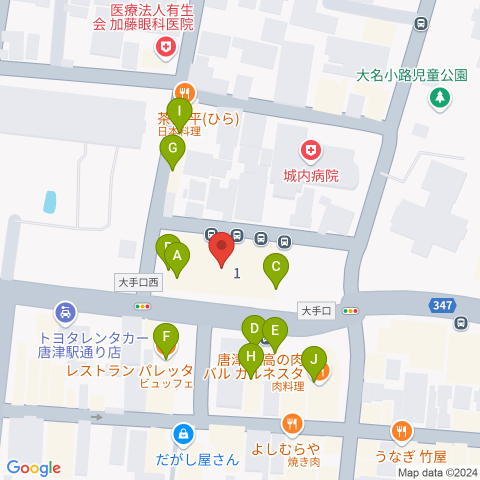 FMからつ周辺のファミレス・ファーストフード一覧地図