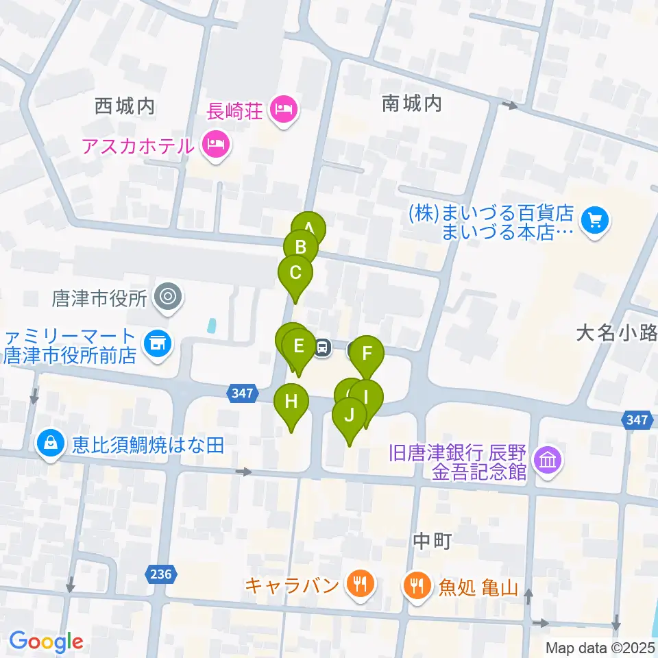 FMからつ周辺のファミレス・ファーストフード一覧地図