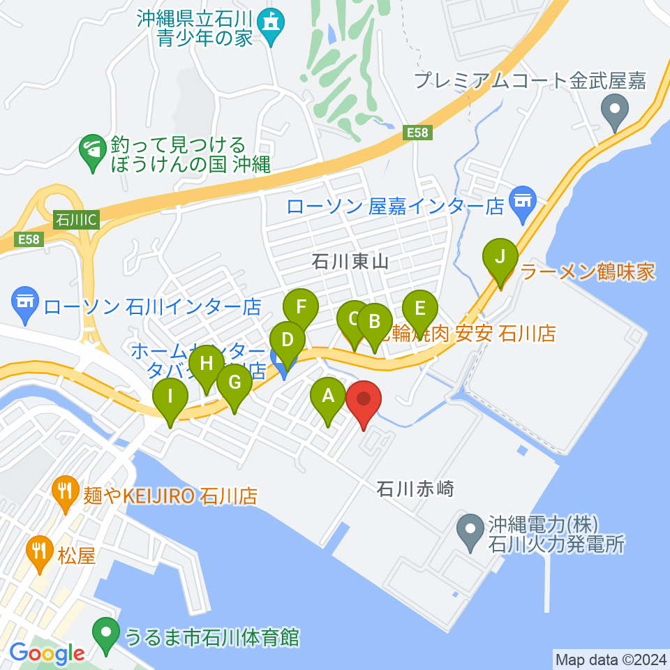 FMうるま周辺のファミレス・ファーストフード一覧地図