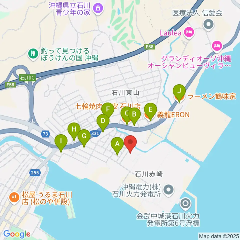 FMうるま周辺のファミレス・ファーストフード一覧地図