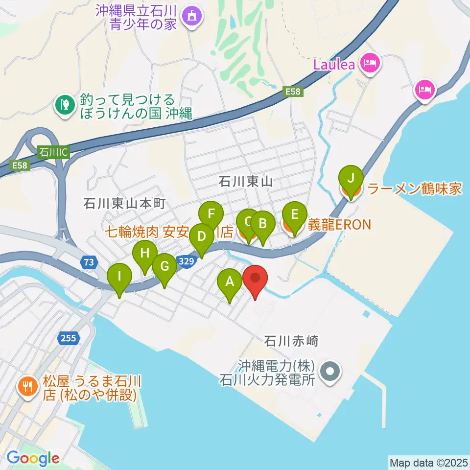 FMうるま周辺のファミレス・ファーストフード一覧地図