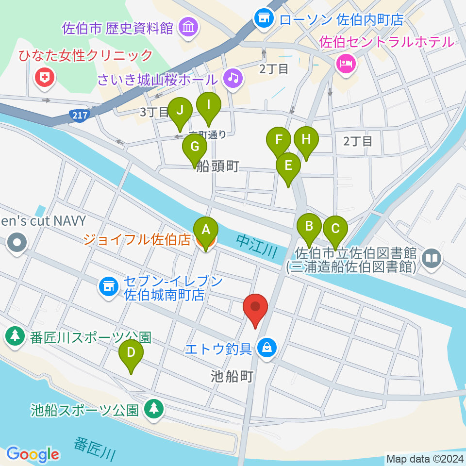 エフエム佐伯周辺のファミレス・ファーストフード一覧地図