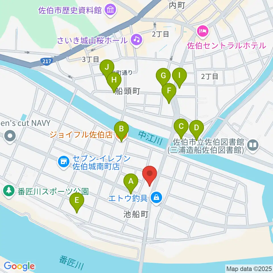 エフエム佐伯周辺のファミレス・ファーストフード一覧地図