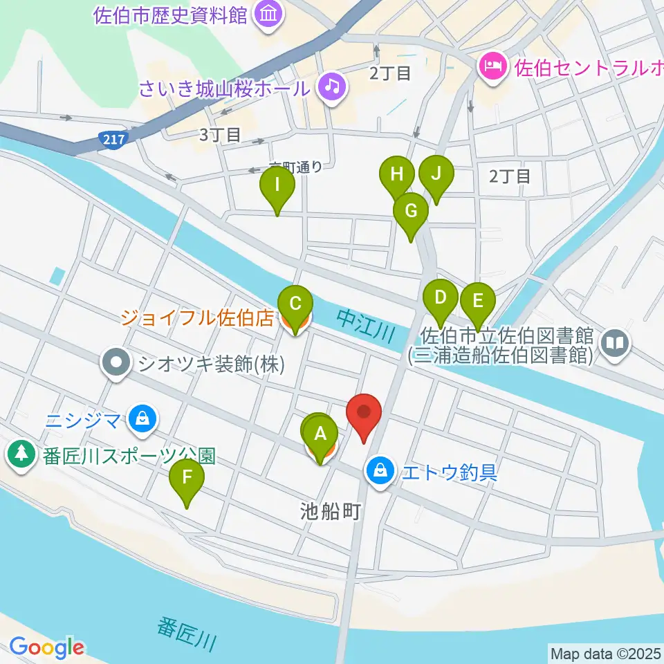 エフエム佐伯周辺のファミレス・ファーストフード一覧地図