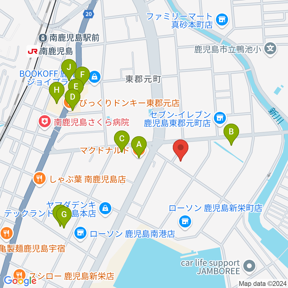 FMぎんが周辺のファミレス・ファーストフード一覧地図