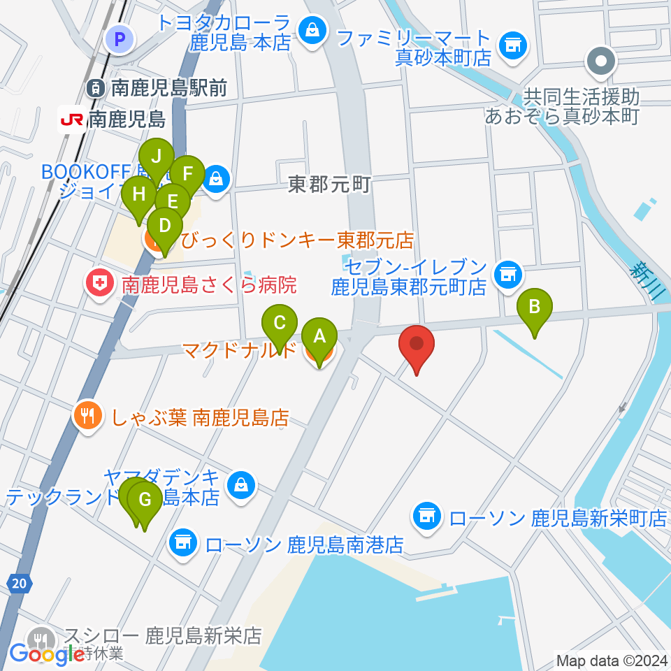 FMぎんが周辺のファミレス・ファーストフード一覧地図