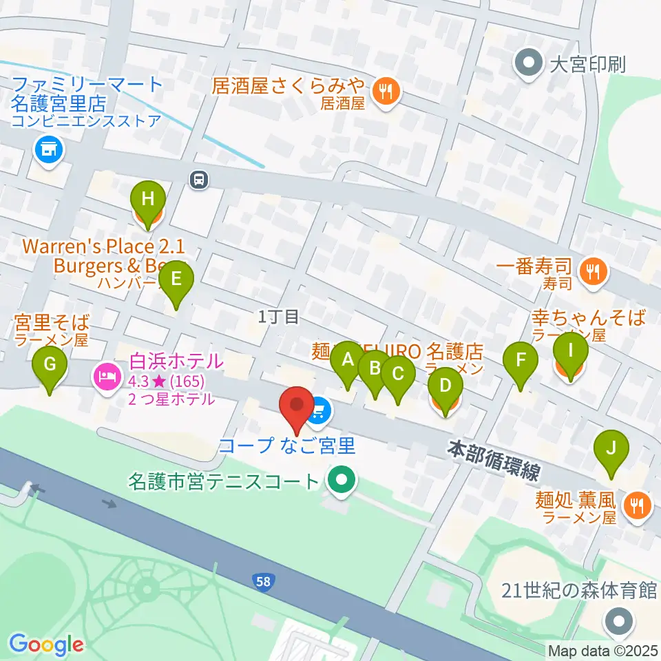 FMやんばる周辺のファミレス・ファーストフード一覧地図