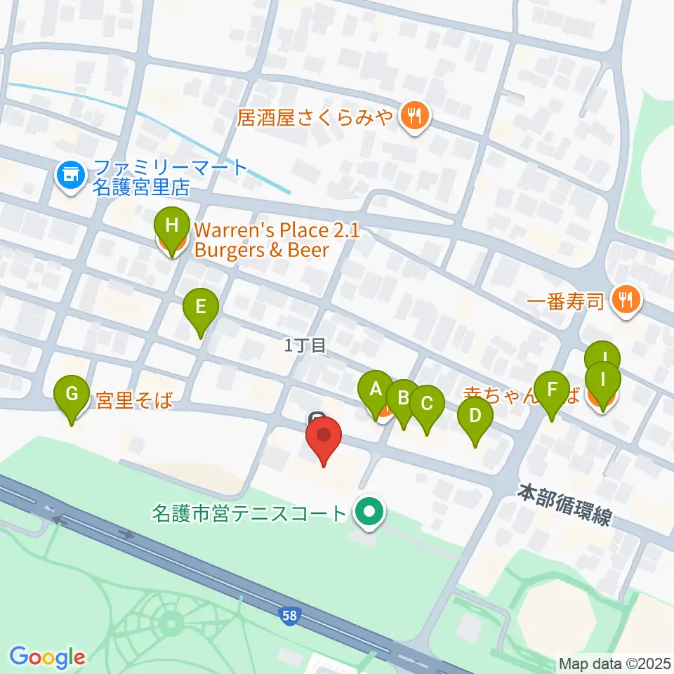 FMやんばる周辺のファミレス・ファーストフード一覧地図