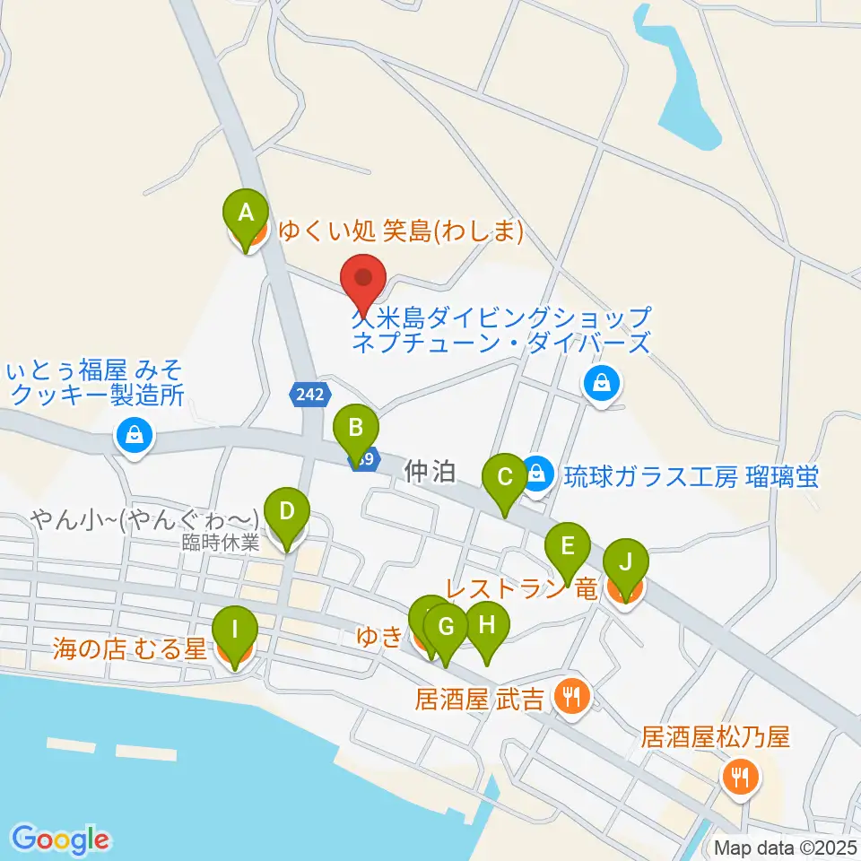 FMくめじま周辺のファミレス・ファーストフード一覧地図