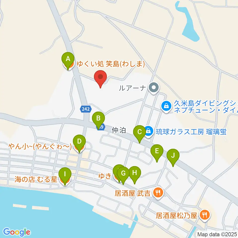 FMくめじま周辺のファミレス・ファーストフード一覧地図