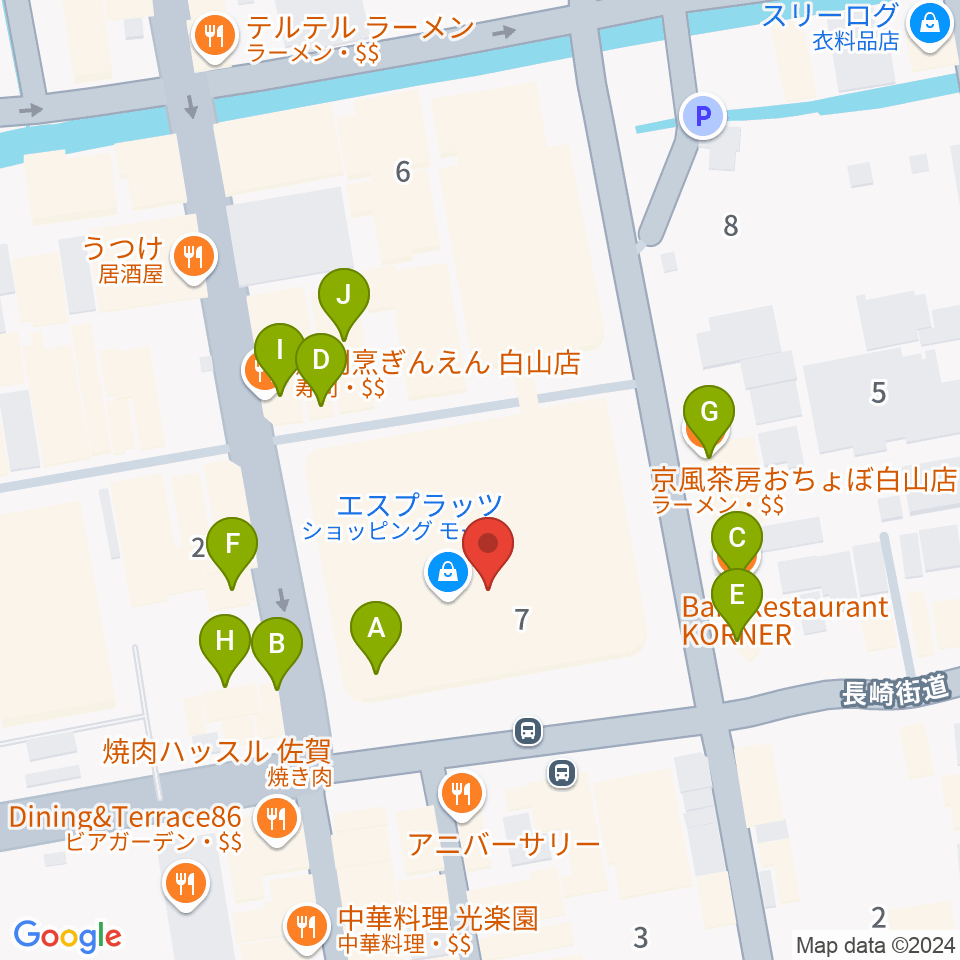 えびすFM周辺のファミレス・ファーストフード一覧地図