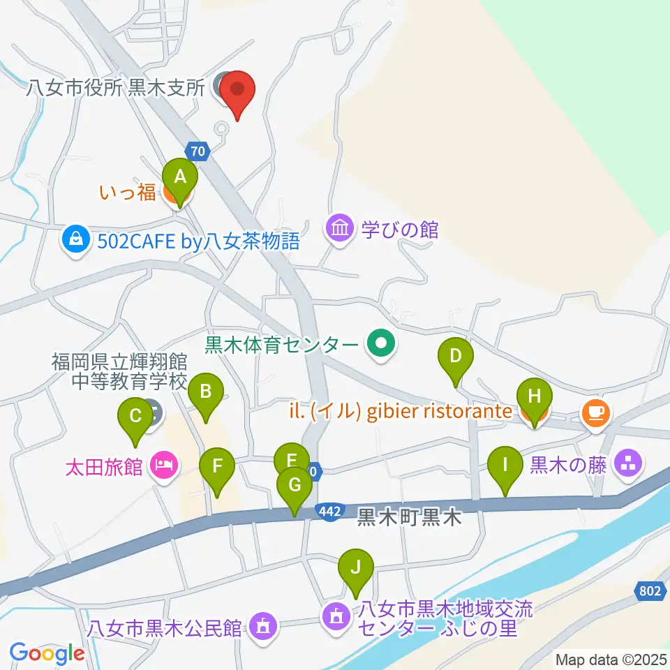 FM八女周辺のファミレス・ファーストフード一覧地図