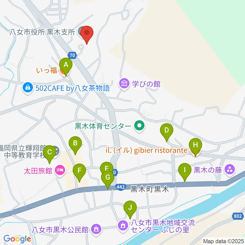 FM八女周辺のファミレス・ファーストフード一覧地図