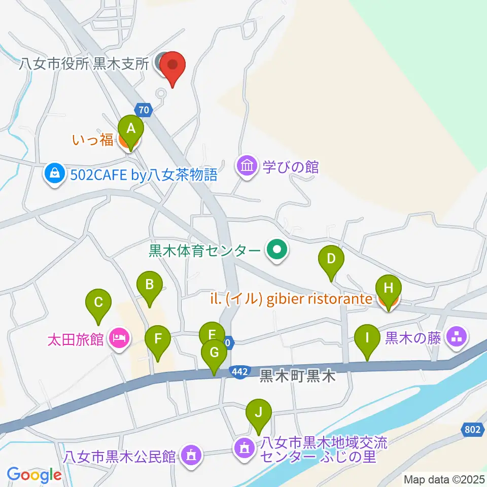 FM八女周辺のファミレス・ファーストフード一覧地図
