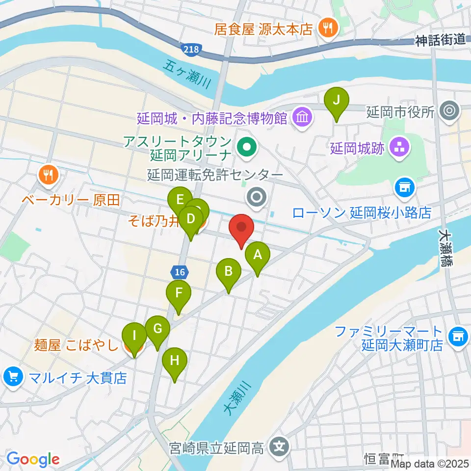FMのべおか周辺のファミレス・ファーストフード一覧地図