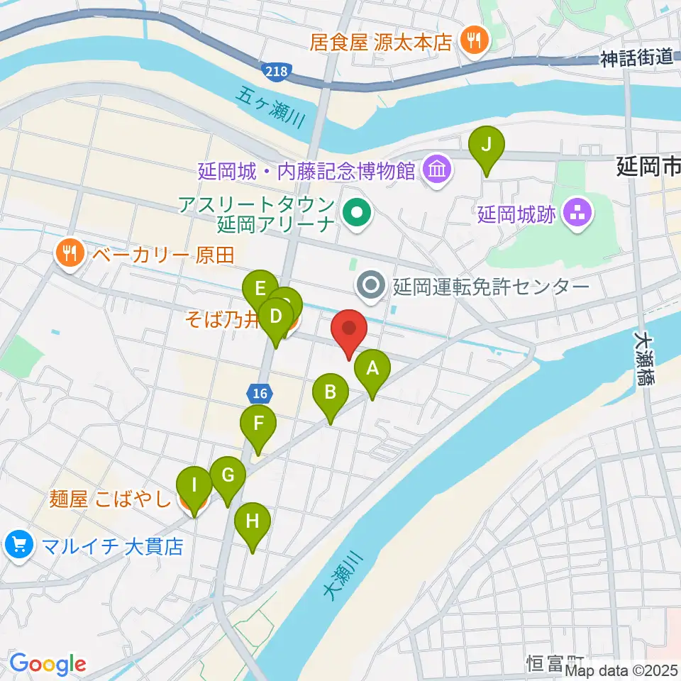 FMのべおか周辺のファミレス・ファーストフード一覧地図