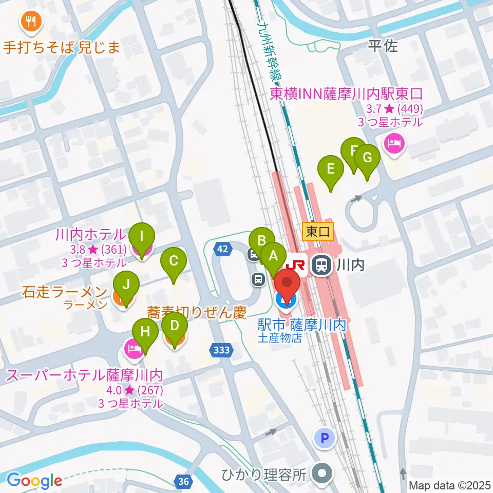 FMさつませんだい周辺のファミレス・ファーストフード一覧地図