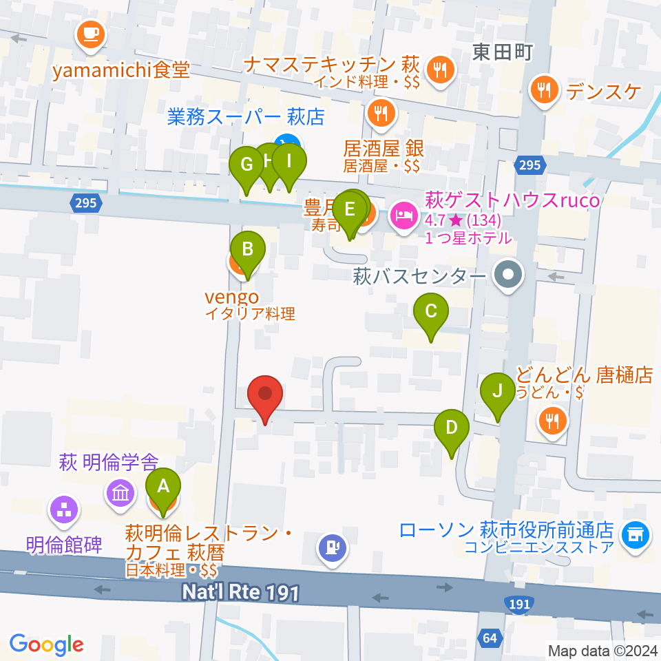 FMななこ周辺のファミレス・ファーストフード一覧地図