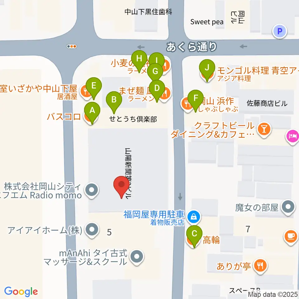 レディオモモ周辺のファミレス・ファーストフード一覧地図