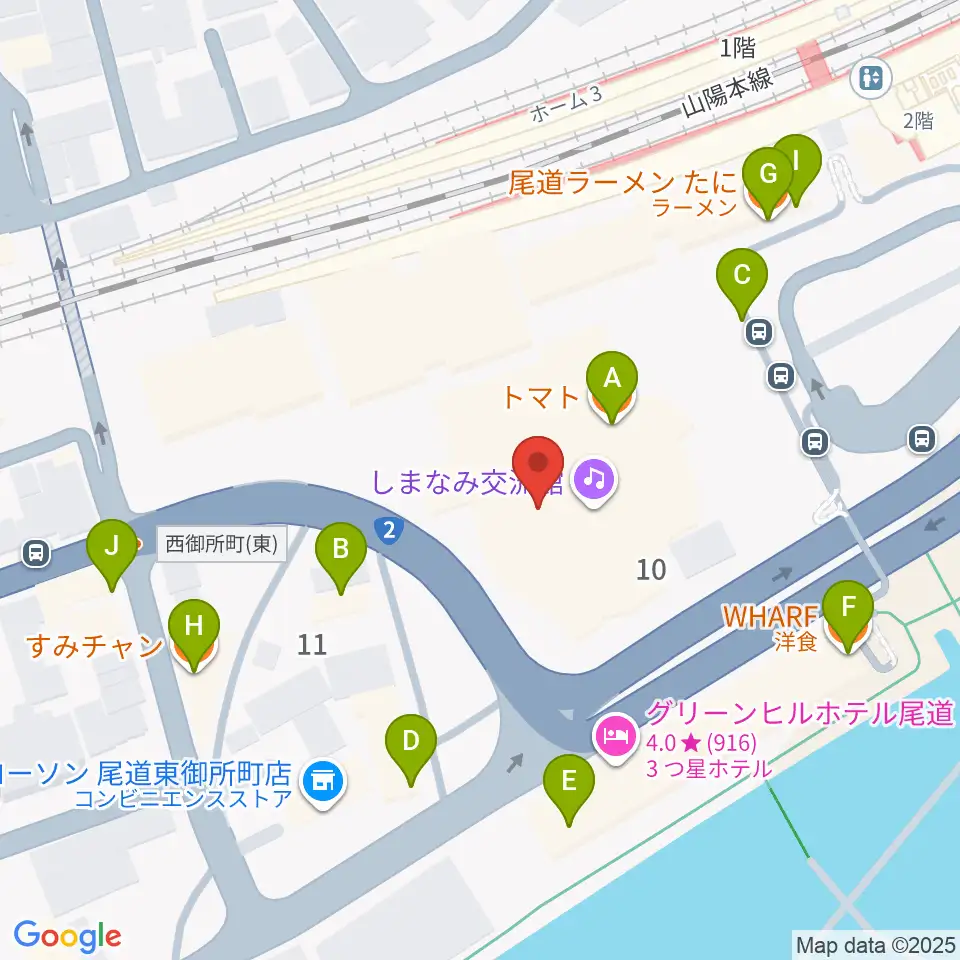 エフエムおのみち周辺のファミレス・ファーストフード一覧地図