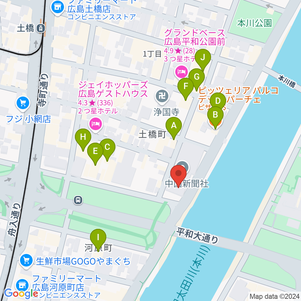 FMちゅーピー周辺のファミレス・ファーストフード一覧地図