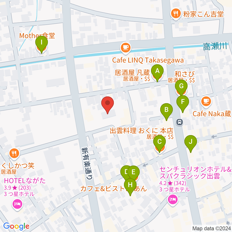 エフエムいずも周辺のファミレス・ファーストフード一覧地図