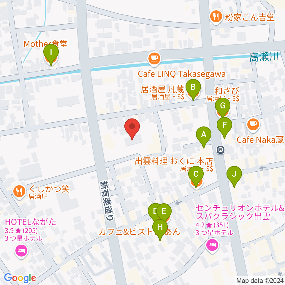 エフエムいずも周辺のファミレス・ファーストフード一覧地図