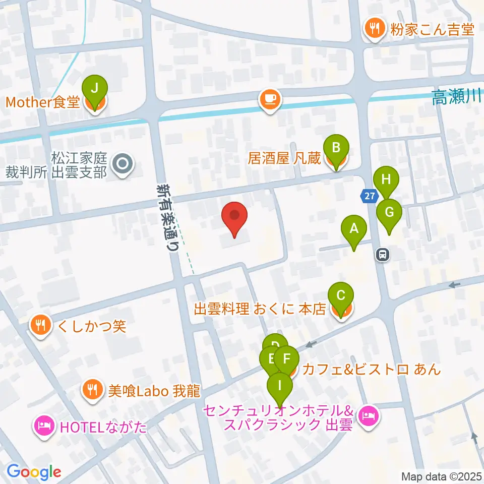 エフエムいずも周辺のファミレス・ファーストフード一覧地図