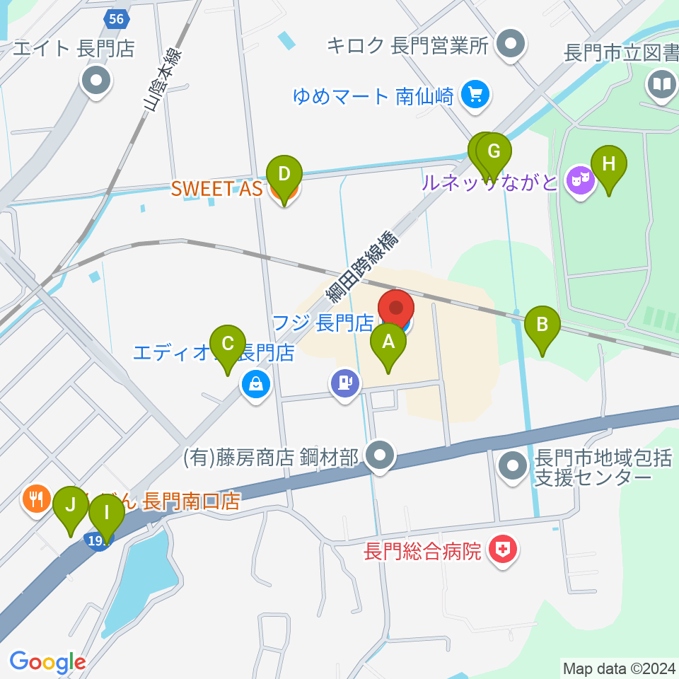 FM AQUA周辺のファミレス・ファーストフード一覧地図